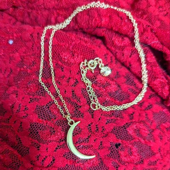 Gold Crescent Moon Necklace - Picture 2 of 4